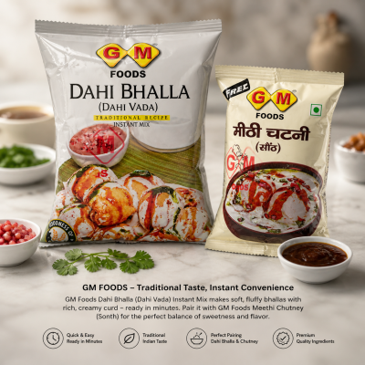 GM Foods Dahi Bhalla (Dahi Vada) Instant Mix – 500g with meetha chatni