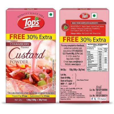 Tops Strawberry Custard Powder 130g