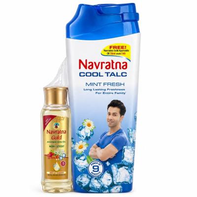 Navratna Cool Talc  Navratna Gold Ayurvedic Oil (Combo Pack)